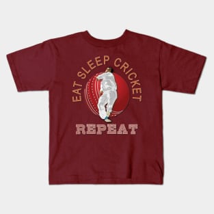 Eat sleep cricket repeat Kids T-Shirt